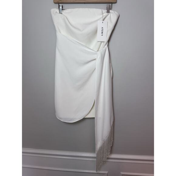 Likely Womens White Solid Lexie Strapless Bodycon Sash Mini Dress Size 6 $275 - Picture 9 of 13